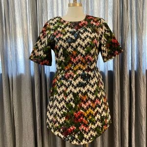 Topshop Zigzag Geometric Floral Mini Dress